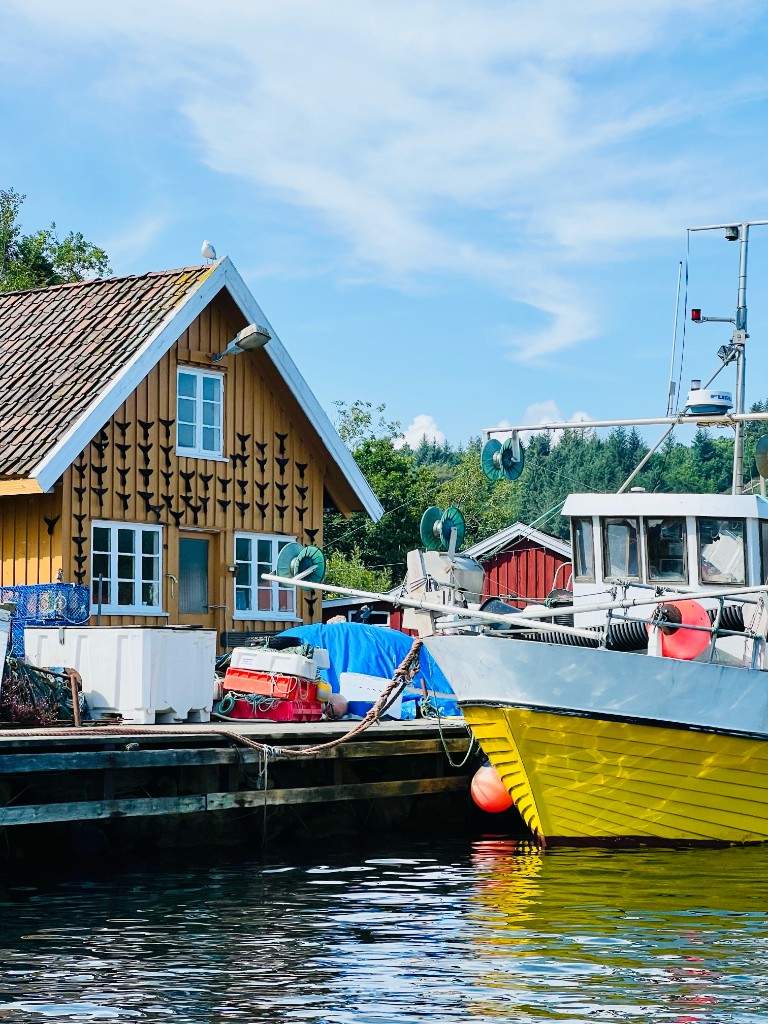 Dyrstad havn med fiskebåt